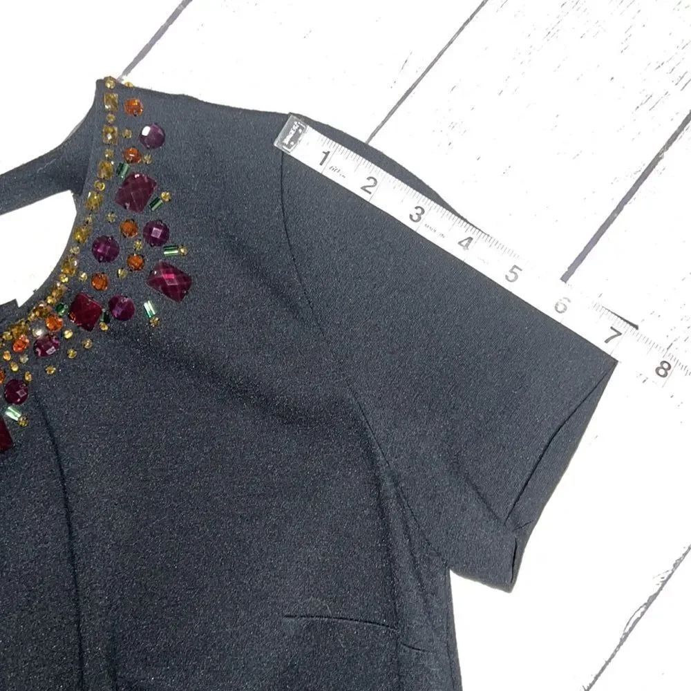 Kate Spade Glimmer Shift Dress Jewel Neck Short Sleeve Black sz 2 $348 MSRP - Picture 8 of 9